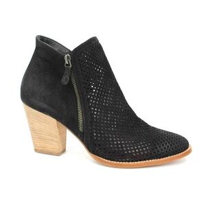 Paul Green Black Bonzai Lattice Nubuck Leather Heeled Booties, UK 5/US 7.5